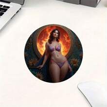 1 Pc Of Charming Beauty Design Mouse Pad, Durable, Lightweight, Easy To Carry, Suitable For Office And Games, 8*8 Inches, Strong Adhesion, Close To The Desktop, Ultra-Thin Design, Smooth And Comfortable Operation, Rubber Material, No. Ytz1515, Product Without Watermark