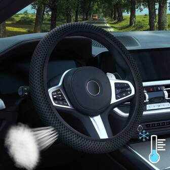 Cubierta de volante de coche negro transpirable 1 pieza