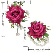 2 pezzi Set elegante di corona di rose e corsage da polso, adatto per eventi scolastici, feste, decorazioni per matrimoni, regali di compleanno estivi, accessori per il rientro a scuola, decorazioni per la stanza