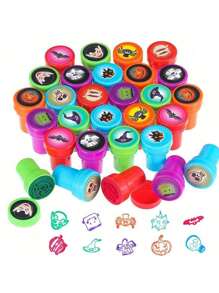 1/10/20/30 Children's Automatic Ink Stamps Are Randomly Selected As Christmas Decorations. Teachers Encourage Stamps To Be Paired With Cartoon Patterns, Cute Animals, Numbers, And Letters. Random Combinations Are Suitable For Holiday Stamp Combinations, Party Gifts, Classroom Rewards, Gift Bags, Carnival Prizes (Random), Christmas,Back To School