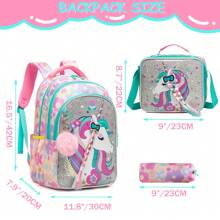 Juego de 3 mochilas con diseño de animales lindos para niñas, mochila escolar para primaria con bolso de almuerzo y estuche de lápices, el mejor regalo para niñas para viajes y actividades al aire libre