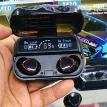 M10 真无线耳机 无线 5.3，耳机全触控耳机，内置麦克风，沉浸式音质，确保快速稳定和自动连接智能 LED 耳机。兼容 iPhone、iPad、笔记本电脑，适用于 IOS、Android 用户，适合家人、朋友、母亲、孩子、生日、春季、夏季、男朋友、女朋友、节日 LED 显示屏充电盒、无线耳机、小巧便携、入耳式无线耳机、带充电盒的迷你耳塞 - 黑色 - 查看 7