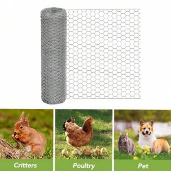 1pc Chicken Wire Fencing Mesh, Metal Floral Chicken Wire Fence For Crafts Poultry Garden, Hexagonal Galvanized Netting For Chicken Coop Barrier Rabbit Cage