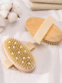 1pc/2pcs Strong Exfoliating Body Brush, Soft-Bristle Anti-Slip Wooden Dry Brush For Body Exfoliation, Suitable For Wet Or Dry Exfoliating, Deep Cleansing (Wooden Color May Vary Slightly)