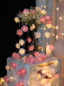 Rose Flower LED String Lights, Indoor Proposal Atmosphere Lights, Birthday Decor, Girls Room Decorative Lighting