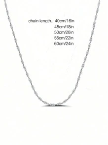 1 Pc Of S925 Sterling Silver Women's Italian Twist Chain Foundation Necklace Stacked Necklace 16in 18in 20in 22in 24in Plated 18K Platinum As A Gift For Girlfriend
