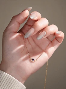 1 件时尚优雅百搭蓝眼吊坠项链 925 纯银，适合女性日常佩戴，四季皆宜