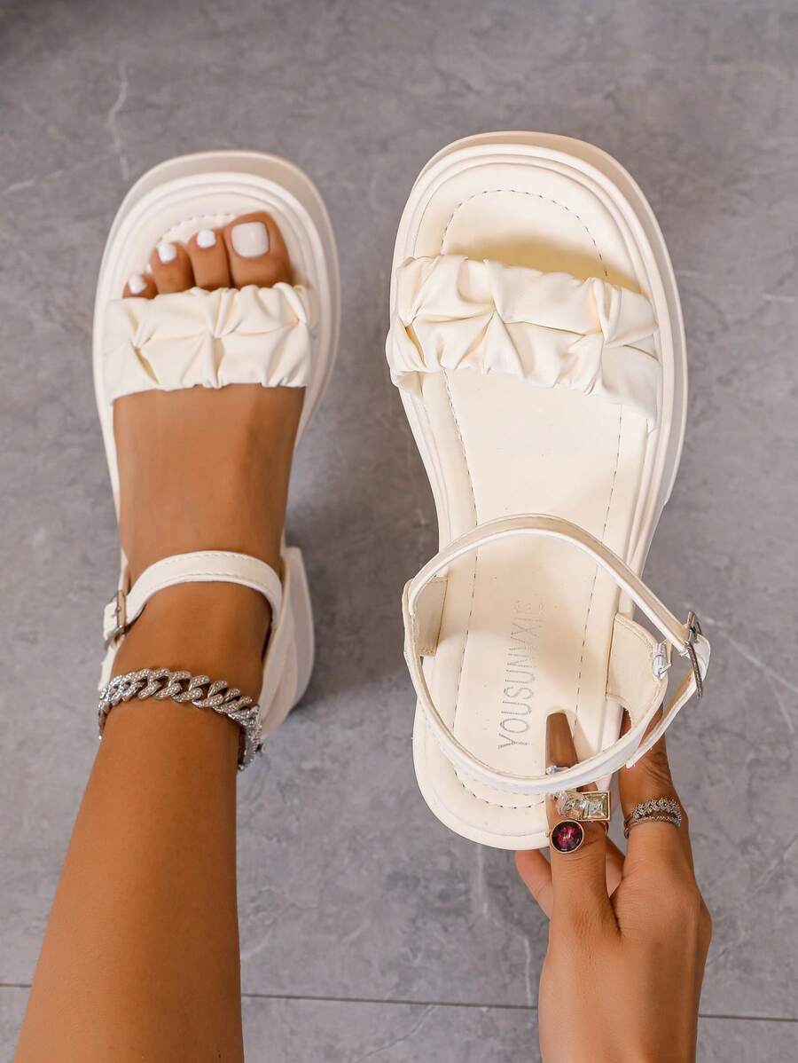 2025 New Fashion Comfortable Chunky High Heel Sandals For Plus Size Women, Suitable For All Seasons, Spring, Summer, Autumn, Winter, Elegant, Sexy, Low Price, Casual, Athletic, Outdoor, Party, Wedding Valentines