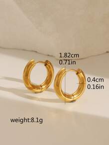 1 Pair Minimalist Stainless Steel Simple 18K Gold Hoop Earrings For Women, Everyday Decoration