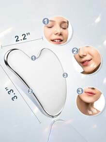 Stainless Steel Facial Massager Set: Roller + Heart-Shaped Gua Sha Plate. Helps Lift & Tighten Skin, Promote Cosmetics Absorption. Detachable & Washable, Reusable. Large Stainless Steel Gua Sha Plate For Body Massage, Great Gift For Friends And Family,Beauty,Skin Care Products,Spa,Self Care,Skin Care Tools,Face Care,Esthetician Supplies,Massage,Face Massage Tool,Face Roller - Multicolor - View 4