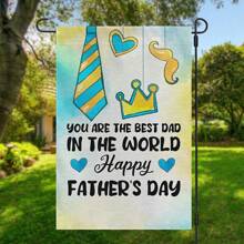1 Piece, Happy Father's Day Garden Flag, Father's Day Holiday Porch Sign, I Love Dad Print Double Sided Yard Flag, Lawn Flag, Home Decor, Outdoor Decor, Yard Decor, Garden Decor 12 By 18 Inches Gifts Birthday Graduation