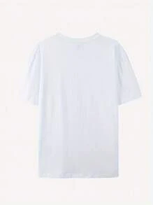 Plus Size Elegant Short Sleeve T-Shirt For Women - Comfortable Loose Fun Pattern Print Round Neck Top, Suitable For Spring, Summer, And Autumn, Machine Washable, Durable And Comfortable Fabric, Soft Texture, Fashionable Design - White - View 2
