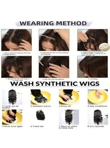 1 pieza Flequillo postizo, flequillo con corte de princesa, accesorio de belleza de cabello sintético en una sola pieza para sienes, estilo bohemio elegante para mujeres