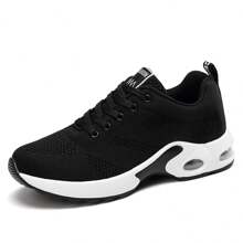 Air And Breathable Mesh Sports Shoes With Cushion - 黑色 - 查看 2