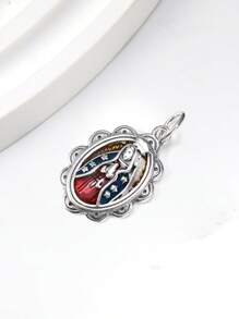 1pc Simple Unique 925 Sterling Silver Enamel Virgin Of Guadalupe DIY Pendant Women Fine Jewelry Gift