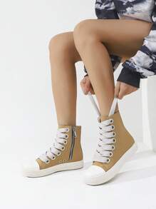 Alan Vincent[Free Returns And Exchanges][Quick Arrival][Local Delivery]Yellow Boots  New Style Women Boots High-Top Women Lace-Up Zip Flat Boots Party Shoes For Women Daily Wear Ladies Shoes Casual And Versatile Fashion Sneakers Cute Boots Classic American Women's Boots - 黃色 - 查看 8