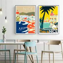 2pcs No Frame Modern Travel Wall Arts Posters Travel To Greece Athens Rhodes Island Wall Art Canvas,Provence Nice France Painting And Japan Beach City Summer Hiroshi Nagai Vaporwave PrintsVintage Posters Fishing Boats Seascape Home Room Decoration Nordic Wall Pictures Living Room Decor Gifts Birthday Graduation