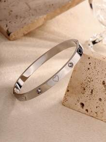 1 PIEZA Brazalete de acero inoxidable dorado con piedras artificiales para mujeres, no se mancha, ovalado, chapado en oro de 18 quilates, con flores de circonita cúbica artificial, regalo de joyería diseñador para adolescentes