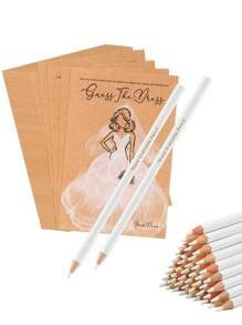 20 Pcs/40 Pcs The Bride Dress Gift Party Game Set - Includes 10/20 Cards And 10/20 White Pencils, Bachelorette Party Games, Hen Play Games, Suitable For Wedding Party Decorations And Interactive Fun Games For Guests, Wedding Games For Fun, Party Favors DIY Decoration