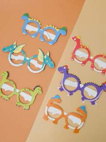 12 stuks cartoon dinosaurus feest papieren glazen decoraties, dinosaurus thema foto rekwisieten volwassen vakantie feestdecoratie, Happy Birthday decoratieve maskers voor mannen en vrouwen