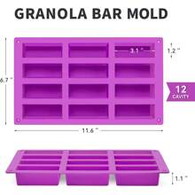 1pc Silicone Granola Bar Mold, Candy Bar Mold, Rectangle Protein Bar Mold, For Baking Chocolate Bars, Cereal Bars, Cheesecake, Brownies