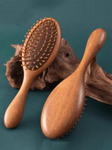 1 件檀香气垫梳，防静电木质按摩梳，用于顺发、刺激头皮、促进头发生长和增厚身体护理，适合旅行、户外、运动、办公室、学校