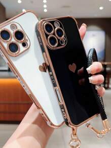 1 Ốp lưng điện thoại TPU bóng mạ điện hình trái tim, màu trắng kèm dây đeo cổ tay, bảo vệ camera nhô cao, ốp lưng điện thoại thời trang cao cấp tương thích với iPhone 11/11 Pro/11 Pro Max, 12/12 Pro/12 Pro Max, 13/13 Pro/13 Pro Max, 14/14 Pro/14 Pro Max, 15/15 Pro/15 Plus/15 Pro Max, 16/16 Plus/16 Pro/16 Pro Max, 16E, 17/17 Pro/17 Pro Max, 7/8/7 Plus/8 Plus, X/XS/XS Max/XR, Galaxy S21 Ultra/S22 Ultra/S23 Ultra/S24 Ultra/S25 Ultra. Lớp hoàn thiện bóng mạ điện sẽ có hiệu ứng khác nhau dưới ánh sáng khác nhau. - trắng - Xem 4