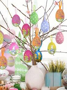 12 Stücke Oster-Hänge-Eier, bunte Oster-Hänge-Ei-Anhänger, Schaumstoff-Hasen-Malerei-Eier, Oster-Party-Deko für Zuhause, Oster-Baum-Ornamente (Zufälliger Stil und Farbe)