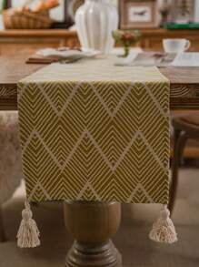1 pièce Chemin de table style campagne avec franges, convient pour la décoration de table à la maison, en fête, à l'hôtel ou au restaurant