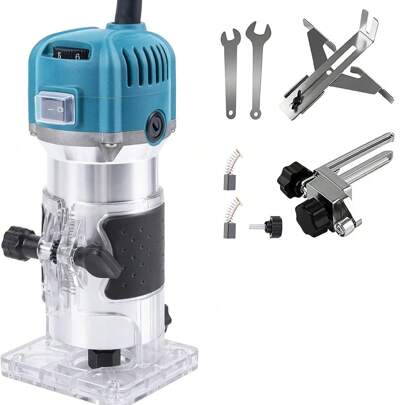 Router elettrico per legno da 800 W, rifilatore elettrico, fresatura per lavorazione del legno, incisione, scanalatura, rifilatore, utensili per fresatura per incisione