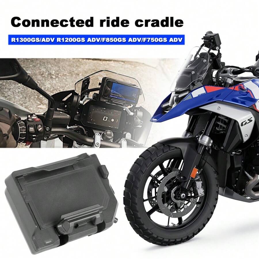 FOX WOLF 1pc Black Wireless Charging Phone Holder 15W Fast Charging CNC+ABS Plastic For BMW R1200 R1250 R1300 F750 F700 F850 F800 GS ADV