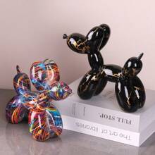 1pc Creative Hand-Painted Colorful Balloon Dog Sculpture, Resin Balloon Dog Decor, Handmade Sculpture Accessory, Suitable For Living Room, Bedroom, Office, Mother's Day, Back To School, Graduation Decoration Gift Gifts Birthday