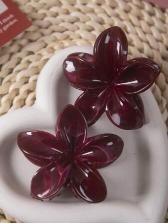 2 件装女士简约酒红色渐变亚克力花朵爪夹，优雅百搭发夹，适合假日和日常佩戴，发饰，美发工具，美容配件，女士卷发配饰，秋季，旅行，美发工具，女士配饰，美发用品，秋季，头发，发饰，配饰，女士发饰，旅行，发饰，女士配饰，发饰，女士发饰，美发工具，美发用品，用品，美容配件，礼物，旅行，女士礼物，美发用品，圣诞礼物