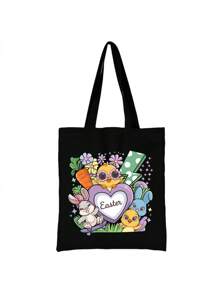 1/2 Pieces Easter Bunny Canvas Custom Tote Bag Cartoon Bunny Beauty Bag - , Large Capacity, Fashionable And Simple Style, Suitable For Easter Celebrations, Daily Commuting, Outdoor Picnics, Parties, Travel And Shopping Tote Bags Cosmetics Storage Bags, Toiletry Bags, Cosmetic Bags Shoulder Bags Suitable For Easter Holiday Bags Combination Shoulder Bag Plus Beauty Bag Business Travel Essential - Multicolor - View 11
