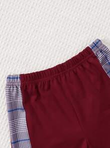 2 stuks babyjongen effen kleur dun gebreide korte mouwen top & shorts set, casual minimalistische lente/zomer outfit