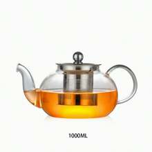1pc Striped Thick Pumpkin Borosilicate Glass Heat-Resistant Teapot, Large Capacity Transparent Flower Tea Pot - Clear - View 20