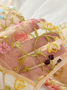 Florales Stickerei Spaghetti-Träger Camisole Top und Hose sexy Dessous Set für Frauen, Rave