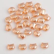 30 piezas de cuentas de cristal de vidrio electrochapado con forma de cabeza de gato de 8*10mm, cuentas espaciadoras para hacer pulseras, collares, cadenas de teléfono, decoración para ropa y zapatos