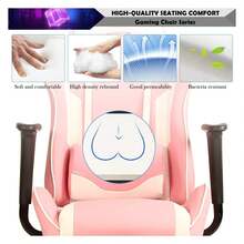 Gaming Chair Racing Style Office Computer Game Chair Ergonomic Desk Chair With Headrest Lumbar Support,High Back Gamer Office Chair Massage Recliner Video Game Chairs For Kids Or Adults,Pink