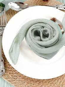 5pcs 90*180cm Green Pleated Table Runner Perfect For Wedding Birthday Babe Shower Party Room Table Decoration, Wedding Anniversary And Banquets Party Supplies, Gauze Table Cover Table Runner Back To School Valentine Day