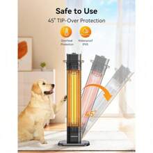 Fan Heater, 1500W 36inch Indoor Heater  With 3 Heating Levels, Tip-Over & Overheat Protection, IPX5 Waterproof Tower Space Heater For Patio Backyard Garage Restaurant Home /Portable Electric Heater