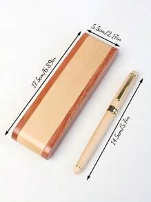 Personalized Pen & Case Custom Engraved Name Wooden Holder Box Set Monogram Graduation Teacher Doctor Nurse Lawyer Boss Job Gift Him Her, Multi-Functional, Unique, Customized, Workers, Clients, Students, For Business/Work/Office, For School, Back To School, School Supplies, School Supplies, For Teenagers, Junior High School Students, Middle School Students, High School Senior High School Students, College Students, University Students, Freshman, Sophomore, Underclassmen - Multicolor - View 2