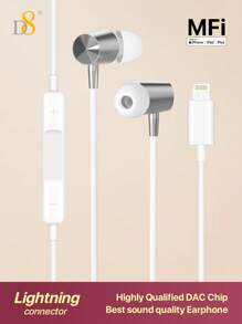 D8 1 件装有线 EarPods 耳机带 Lightning 接口，经 Apple MFi 认证，带遥控器的耳塞，有线耳塞与 iPhone 兼容，内置遥控器可控制音乐、电话和音量，与 iPhone 14/13/12/11/XR/XS/X/8/7/SE/Pro/Pro Max 兼容 - 白色 - 查看 3