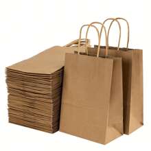 20/40pcs Kraft Paper Gift Bags, Shopping Bags, Party Bags, Party Favor Bags, Craft Tote Bags, Party Favors, Birthday Decor, Party Supplies Decor, Wedding Decor, Random Color DIY