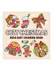 1pc 52 Pages Christmas Coloring Book, Simple & Cute Coloring Book For Kids, Birthday/Holiday Gift