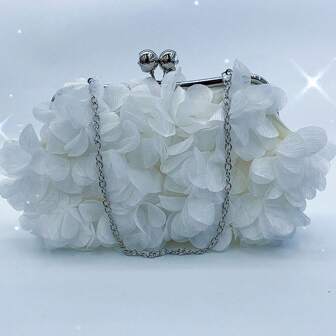 Banquet Clutch Bag, Delicate Lady Niche Satin Rose Flower Handbag, Bride Bag, Bridesmaid Bag, Crossbody Bag