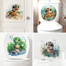 Pegatinas de pared con diseños de tortugas de dibujos animados de la serie de vida marina, impermeables, para decoración de habitaciones de niños, salas de estar, baños, dormitorios y talla grande, regalos ideales para cumpleaños, graduación y decoración del hogar.