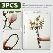 3PCS, Modern Faux Magnolia - Soft Touch Fake Flower Decorations For Weddings, Valentines, Home And Holiday Decorations - Elegant DIY Table Centerpieces Gifts Birthday Graduation