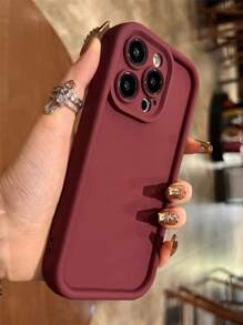 1pc Matte Black Heart Shape Simple Clean Design Phone Case Compatible With IPhone 16 Pro Max Waterproof Shockproof Anti-Fall Scratch Resistant,International Version, Not The Domestic Version - Burgundy - View 5