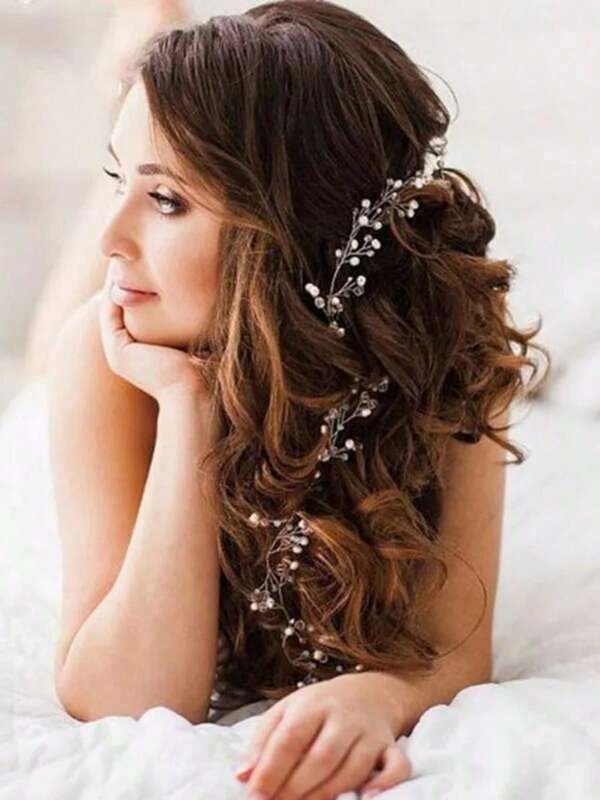 Z.W BIJOUX - Tiara Arranjo Cabelo Noiva tipo pérolas fio Strass linda